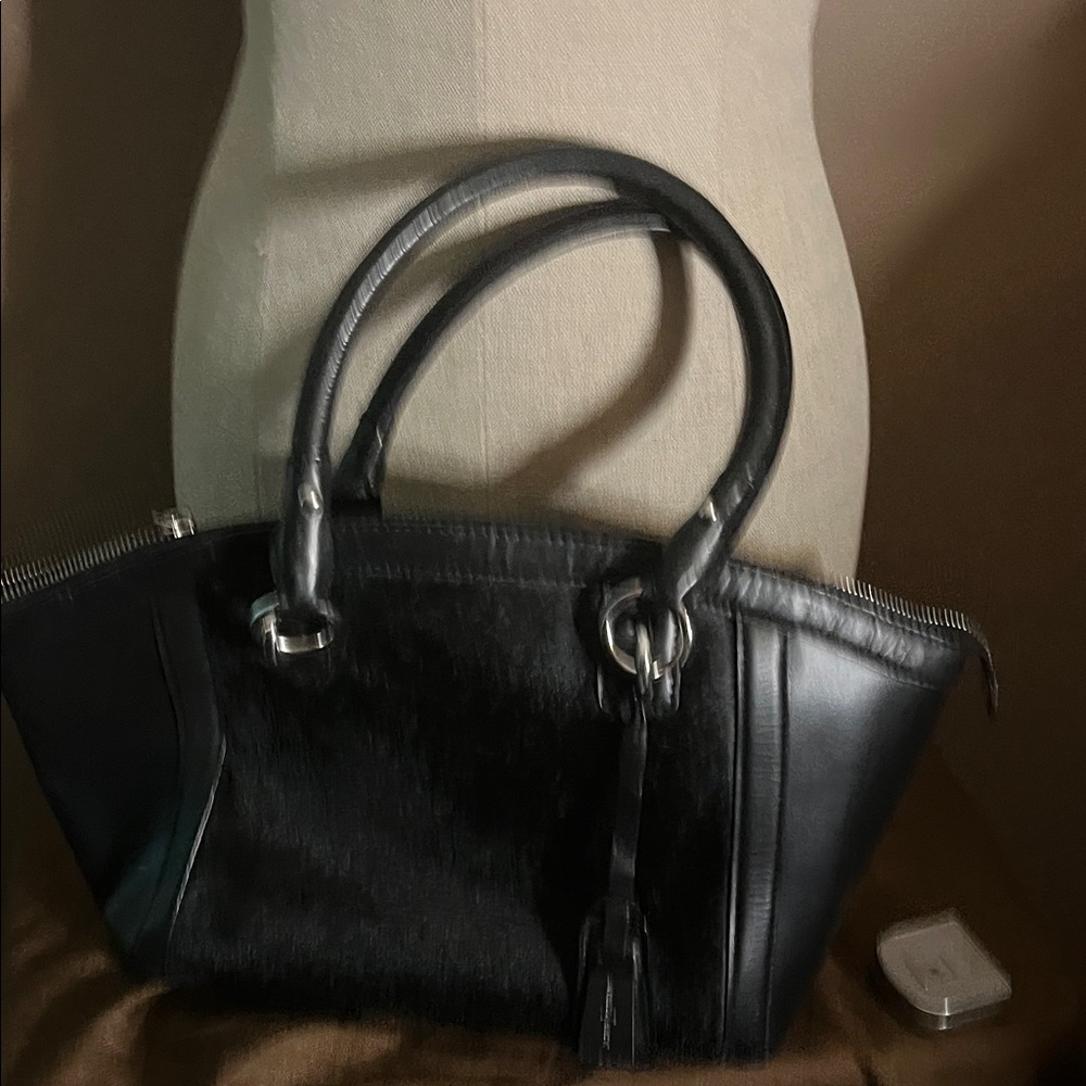 😄Black leather shoulder bag purse Jasper Conran